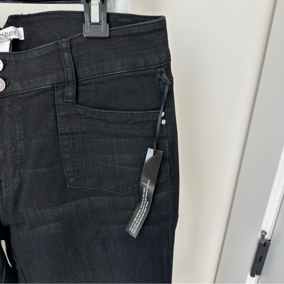 White House Black Market Flare Black Denim Trousers Pocket Front Size 10 - Picture 8 of 13